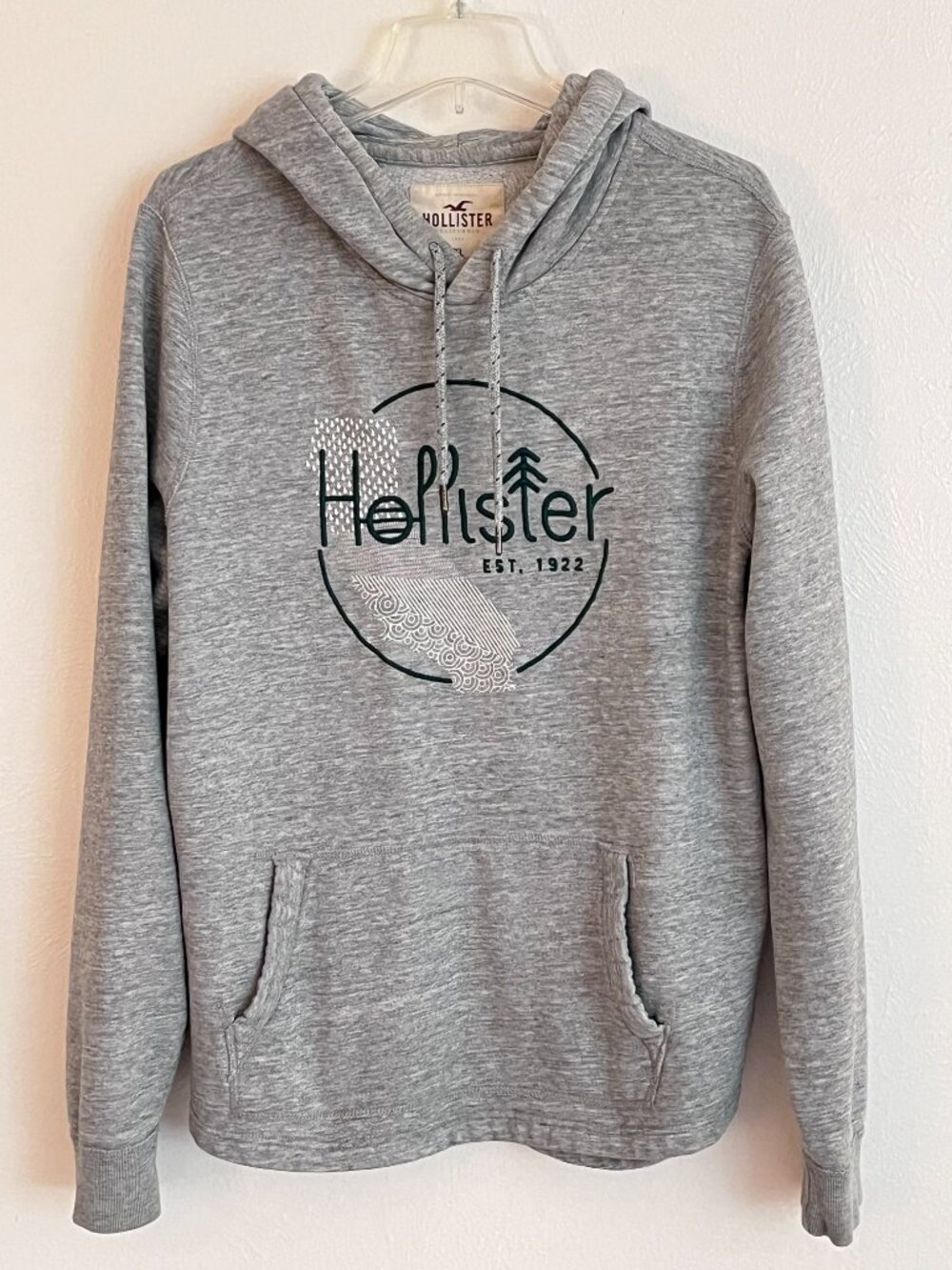 Hollister Heather Gray Green Hoodie Men's XL Minimalist Cali Surf Athleisure